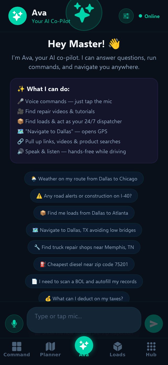 Ava AI co-pilot chat on mobile