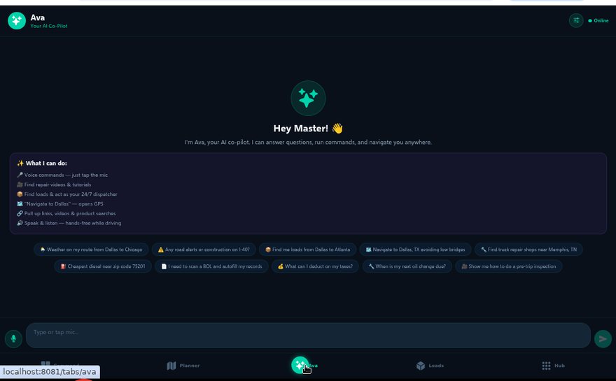 Ava AI assistant answering a driver by voice
